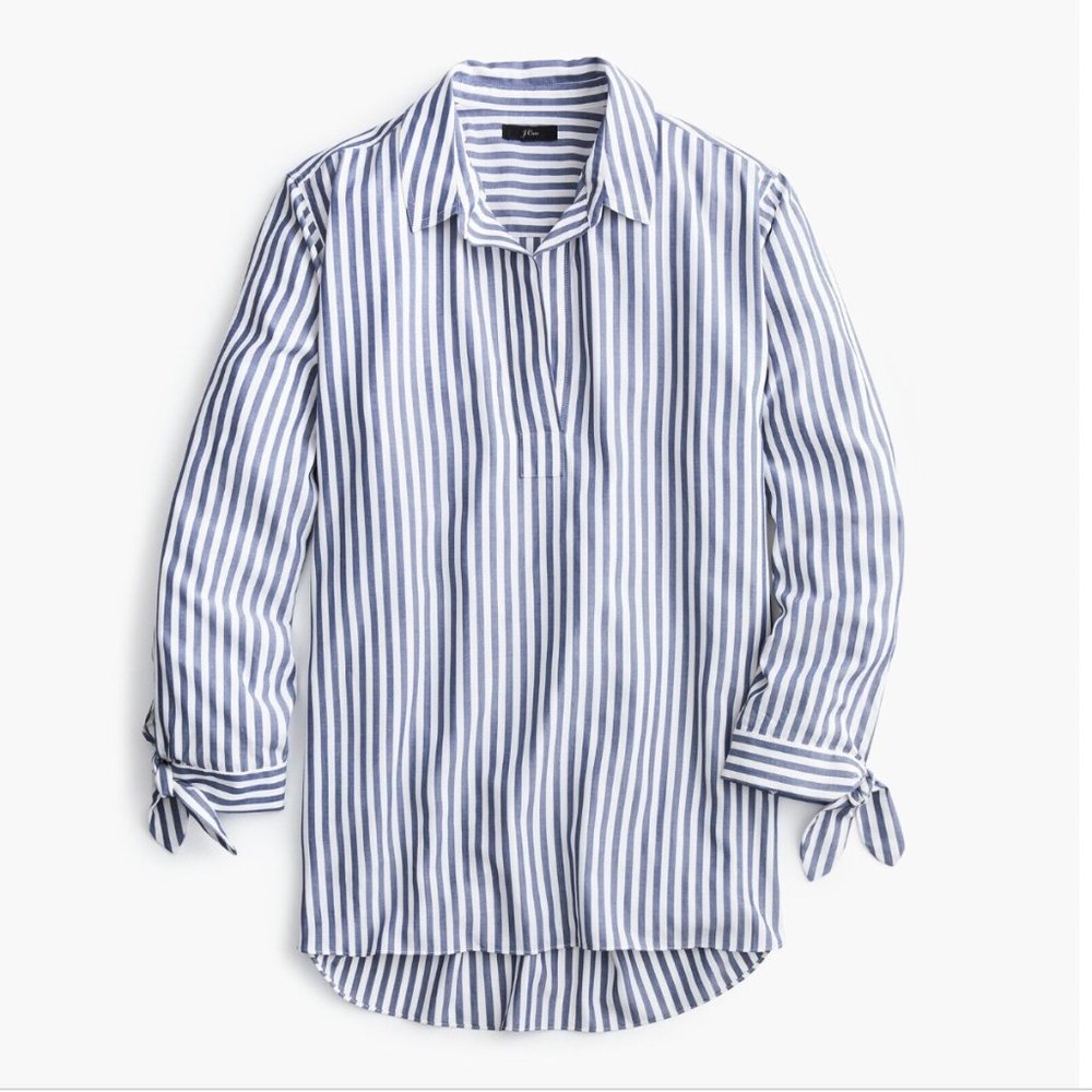 J Crew Resort Tie Sleeve Popover Shirt
